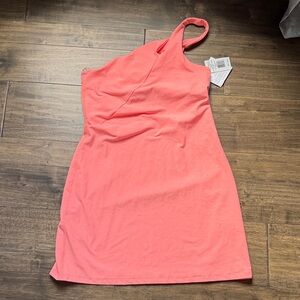 Beyond Yoga Coral One-Shoulder Dress